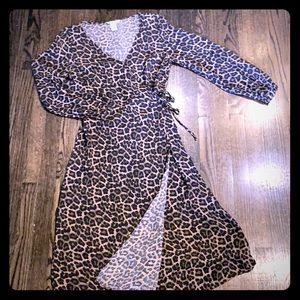 H&M leopard print wrap dress